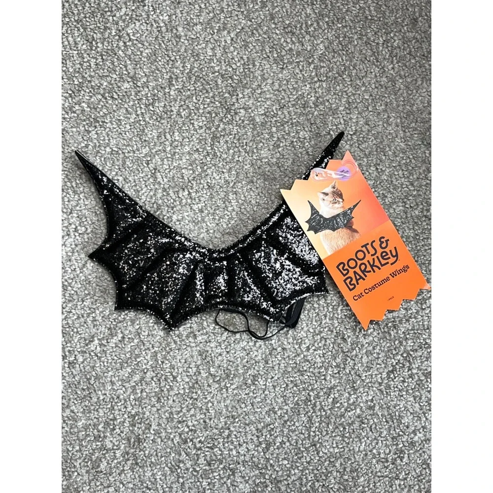 Boots & Barkley Cat Costume Wings Glitter Bat Halloween Pet Accessory Black OS